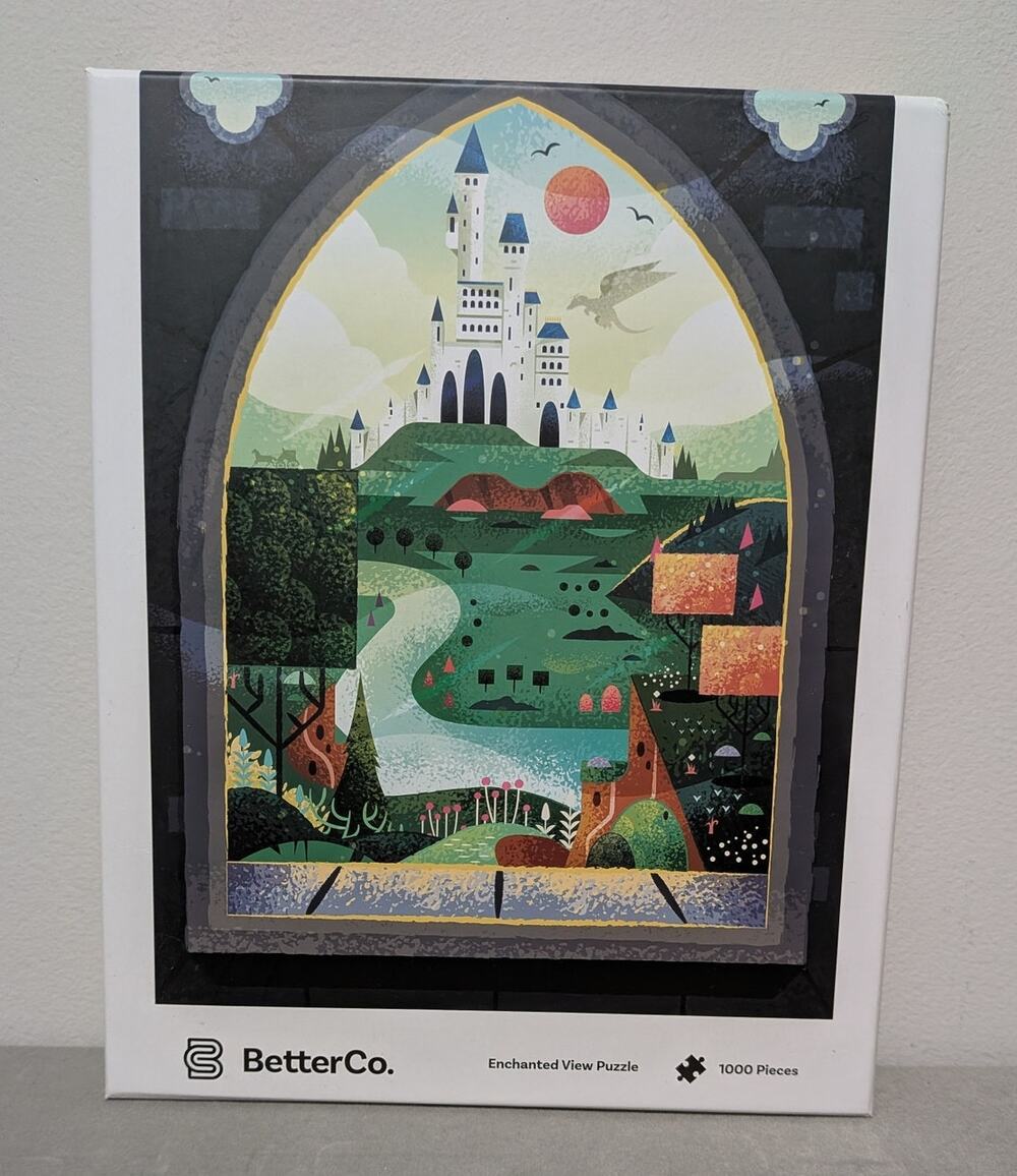 BetterCo. Enchanted View 1000 Piece Puzzle Fantasy Castle Dragon Art As-Is